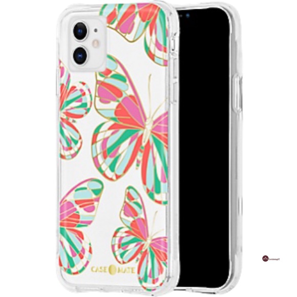 CASE-MATE Pink Metallic Gold Butterflies iPhone 12 13 PRO Hard Case - Picture 3 of 8